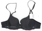 NWT SIMONE PERELE 12H315 Promesse" 3D Spacer Foam Convertible Lace Bra Black 34B