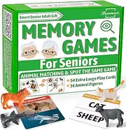 DREAMORIE 2 in1 Matching Games for Seniors with Dementia, Dementia Activities for Seniors W/ 36 Animal Figures, Christmas Elderly Gifts for Dementia Patients, Memory Card Games Alzheimers Products