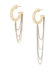 Allsaints Bolt Asymmetrical Swag Chain Huggie Hoop Earrings