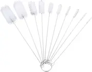 Bottle Brush 10Pcs Bottle Brushes for Cleaning, Reusable Straw Cleaner Bottle Cleaner Brush Small Pipe Cleaners for Cleaning White Nylon Bottle Cleaning Brushes for Drinking Straws, Keyboards