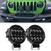 Pair 7" inch LED Driving Lights Spot Spotlights DRL Round Offroad Ute Work Lamp