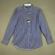 NEW Robert Graham Men Size M/L 16 Andy RC Button Up Long Sleeve Dress Shirt Navy