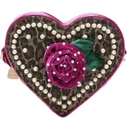 Betsey Johnson Leopard 3D Rose Heart Crossbody