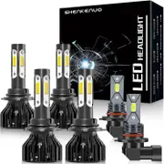 For Dodge Ram 1500 2500 3500 2-headlamps 2009-2012 9008 Led High/low Beam Headlights,+9145 Led Fog L With Projector 2016-2018