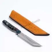 Fixed Blade Tanto Knife Black Moire Epoxy Handle