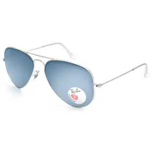 【RayBan 雷朋】經典飛官款 偏光太陽眼鏡(銀 透藍偏光鏡片#RB3025 00302-58mm)