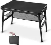 Small Folding Camping Table Portable - Adjustable Height Foldable Table Lightweight with Mesh Layer and Carry Handle for Outdoor Hiking Camp BBQ Picnic Beach Cooking Ideal as Lap Desk Bed Table