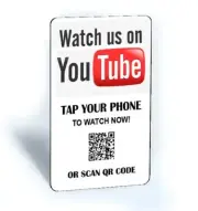 Tap and Share Contactless Smart NFC 'Watch Us on YouTube' Connect Card + QR Code