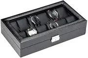 [CFZSALK] Watch Roll Watch Case Watch Stand Watch Box 12 Slot Watch Box for Men Carbon Fiber Design Display Case, Metal Buckle Jewelry Display Storage Holder Watch Winder Watch Or KeYJ