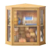 BMOSU Corner Bread Box Kitchen Countertop Double Layer Bamboo Wooden Bread box L
