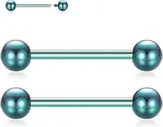 [hengkaixuan] Pack of 2 G23 Titanium Nipple Rings Nipple Bars Titanium Nipple Jewellery Internal Thread Curved Barbell Eyebrow Rings for Women Girls 6/8/10/12/14/16/20 mm