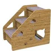 Dog Stairs & Steps - Pet Ladder Ramp for Small Medium Dogs, Senior Cats | 3-Tier Wooden Dog Steps for Slip-On for Bed, Sofa, Couch, Car | Lightweight Portable Pet Climbing Aid