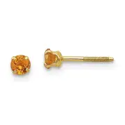 14k 14kt Yellow Gold Madi K 3mm Citrine Birthstone Earrings 6 mm