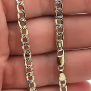14K Yellow Gold 4.5mm Hollow Diamond Cut Cuban Curb Chain Necklace 18"-28"