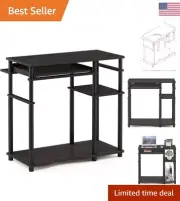 Strong Durable 19 Inch Computer Desk with Sliding Tray - Espresso/Black