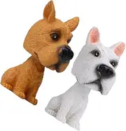 Abaodam 2pcs Cute Bobblehead Dog Car Ornament Adorable Dashboard Decoration Unique Animal Figures for Vehicle Interior Accessories Design for Home Decor Enhancement