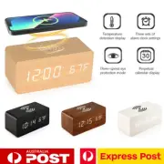 Electric Digital Alarm Clock LED Wooden Clock Modern Bedside Clock Room Decor