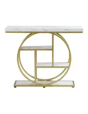 [IHOMDEC] Console Table with Storage Shelf in White