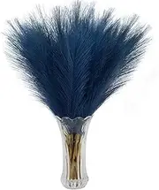 VIERENA 12 PCS Faux Pampas Grass Decor 18" Fake Pompous Grass Small Artificial Pompas Floral for Vase Home Boho Decor (Blue)