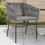 vidaXL Garden Chairs 2 pcs with Cushions Grey Poly Rattan