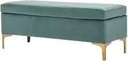 Storage Ottoman Stool Light Luxury Foot Sofa Iron Bench Rectangular Bed End Shoe Bench Clothing Store Nordic Storage Footstool(Blue,120x43x45cm)