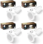 Philips Hue White Ambiance Smart Downlight 90mm V2 (4-Pack) 800 Lumens – Energy-Efficient LED Downlights, Dimmable, Compatible with Hue Bridge, Alexa, and Google Assistant