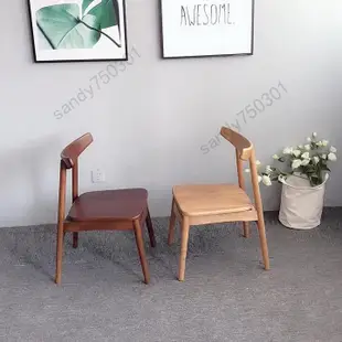 免運#優選#北歐實木椅子咖啡廳創意休閑椅現代韓式靠背會議洽談家用餐椅輕奢