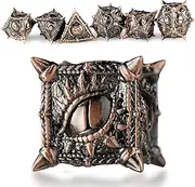 Surpass dnd dice set metal dice set Polyhedral dice set for Dungeons & Dragons game dice Role-playing dice for Pathfinder Warhammer MTG RPG Board Games d&d dice set Dragon's Eye Cool Dice (red copper)
