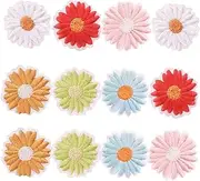 Hohopeti 12pcs Self Adhesive Daisy Embroidery Patches for DIY Clothing Decoration Skin Friendly Sewing Appliques for Crafts Clothes Repair Home Decor Accessories