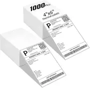Thermal Direct Shipping Label,4" x 6" Fanfold Thermal Labels Printer Paper(2 Pack of 1000), Commercial Grade Postage Shipping Labels Paper Shipping Package Labels Compatible