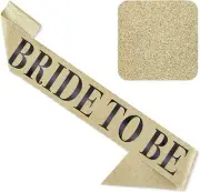 'Bride to Be' Sash for Bachelorette Party, Bridal Shower Gold Glitter Black Foil