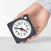 Silent Travel Alarm Clock – Ultra-Compact Analog Clock with Snooze & Nightlight, Battery Operated, Easy Setting, Non-Ticking, Lightweight for Home & Travel