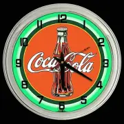 16" Coca-Cola 1930's Bottle Sign Green Neon Clock Coke