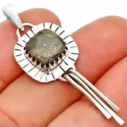 Natural Black Flower Fossil Coral 925 Sterling Silver Pendant Jewelry P-1481