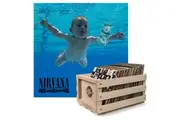 Crosley Record Storage Crate & Nirvana Nevermind - Vinyl Album Bundle