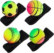 Elastic Wrist Rebound Balls Sports Toys for Boys and Girls 4pcs Luminous Bouncy Balls Light up Sensory Toys