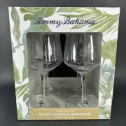TOMMY BAHAMA 4 pc Set Acrylic Wine Glasses BPA Free Clear 20 oz ~ NEW IN BOX