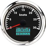 SKMWLMRAJ 85mm 3 in 1 Digital Car Boat Motorcycle GPS Speedometer Gauge 30knot /60knot Speedometer Odometer with COG Trip GPS Antenna Automobile Tachometer(30Knot BS)