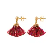 Origami Earrings Japanese Paper Fan Red Kimono Yukata Handmade in Japan F/S