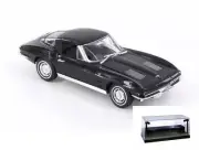DIECAST CAR W/DISPLAY CASE 1963 CHEVY CORVETTE HARDTOP BLACK WELLY 24073WBK 1/24