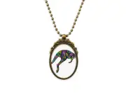 Australia Kangaroo Colored Drawing Illustration Antique Necklace Vintage Bead Pendant Keychain