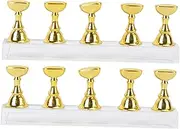 TOGEVAL 2 Sets Nail Tips Shelf False Nails Fake Nails Magnetic Nail Bases with Bar Nail Art Display Shelf Fake Nail Display Stand Nail Art Accessories Golden
