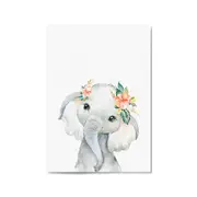 Cute Baby Elephant Nursery Animal Gift Wall Art #2