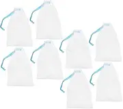 DRESSOOS 8pc Facial Exfoliating Meshes Foaming Nets Sturdy Soap Net Bags Face Cleaning Soap Saver Pouches for Handmade Facial Mesh Bags Drawstring