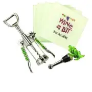 Wine A Bit Accessory Kit Corkscrew Bottle Stopper Glass Coasters 6-Pc Set 5378