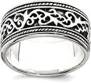 [JewelryWeb] 925 Sterling Silver Solid Artisan Oxidized Antiqued Band Size 10-Band Style Ring for Women and Men