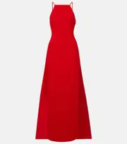 [Solace London] Solace London Ulla caped crêpe and satin gown UK 16 red