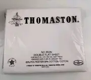 VTG NIP THOMASTON No Iron Double FLAT SHEET White Sealed NOS
