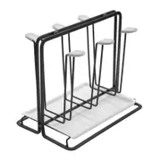 6 Bottle Dish Drainer Metal Bottle Holder, Drip Rack for Vessels with Drip Tray, for , , Black