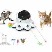Cat Laser Toy 2-in-1 Interactive Automatic Motion Activated Moving 8 Holes Whack A Mole Feather USB Rechargeable Electronic Smart Sensor Kitten Toys,Black
